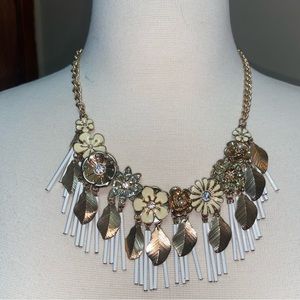 Gold and white flower necklace